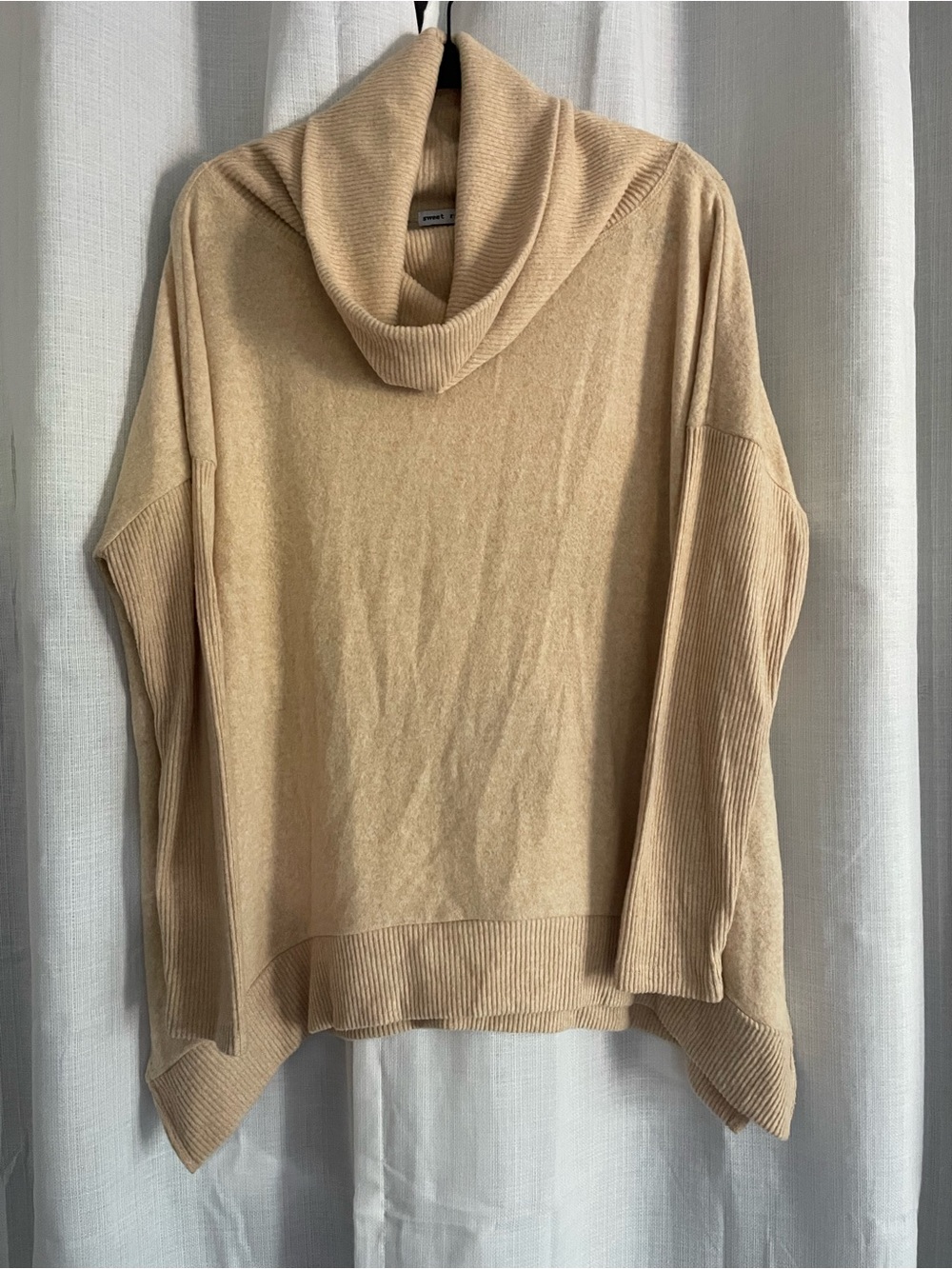 Sweet Romeo Neutral Beige Cowl Neck Sweater
